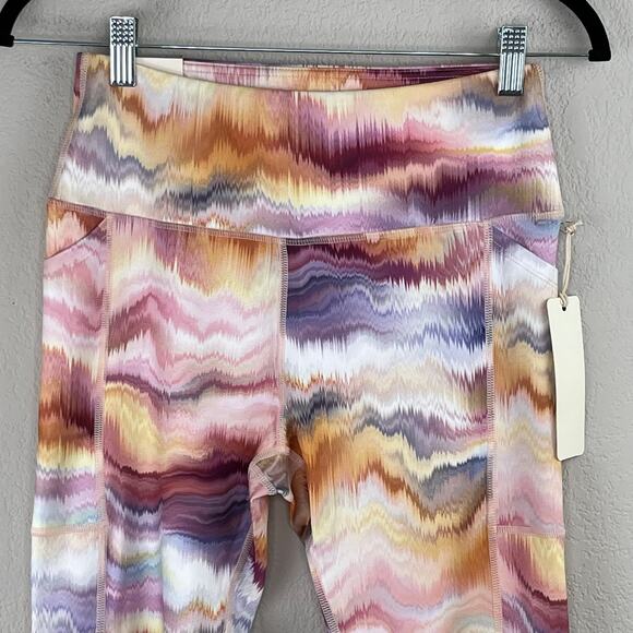 C&C California Wave Sunset Multi High Waist Pocket Crop Workout Leggings SM NWT - Picture 4 of 13